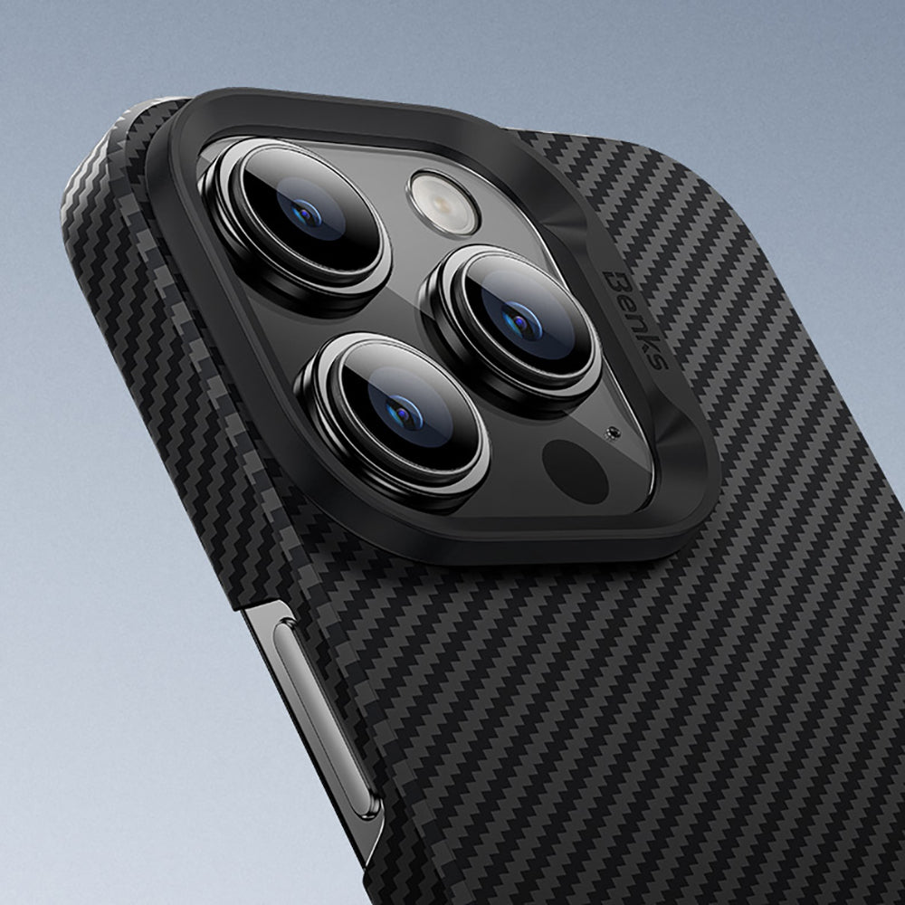 iPhone 16 Pro Max Kılıf Benks M-safe Şarj Özellikli Metal Kamera Çerçeveli Magnetik ArmorAir 600D Kevlar Fiber Kılıf
