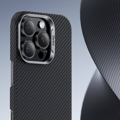 Apple iPhone 16 Pro Max Kılıf Benks Magsafe Şarj Özellikli Magnetik ArmorAir 600D Kevlar Fiber Kapak Siyah