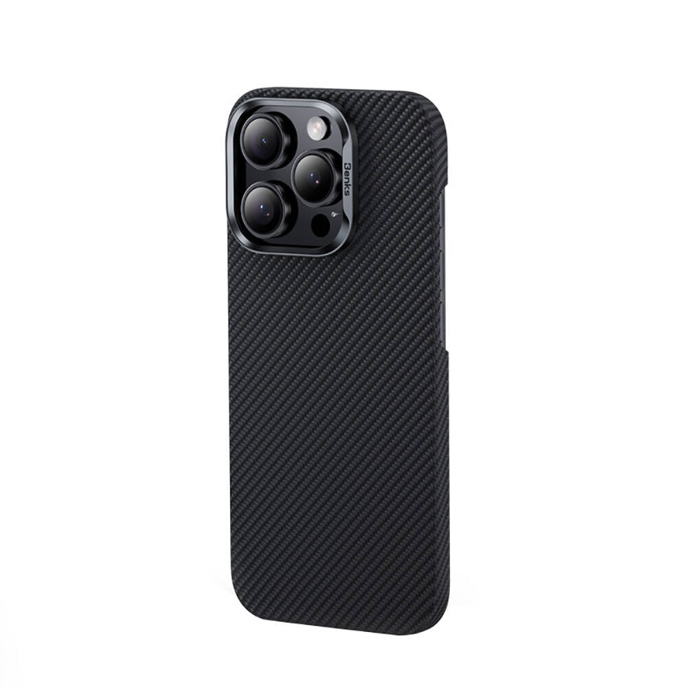 Apple iPhone 16 Pro Max Kılıf Benks Magsafe Şarj Özellikli Magnetik ArmorAir 600D Kevlar Fiber Kapak Siyah