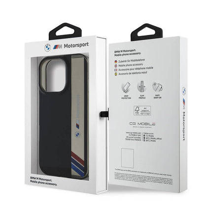 iPhone 16 Pro Max Kılıf BMW Orjinal Lisanslı M Logolu Üç Renk Çizgili Motorsport Vertical Stripe Kılıf