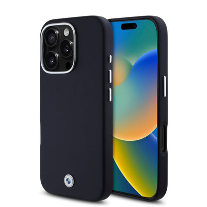 iPhone 16 Pro Max Kılıf BMW Orjinal Lisanslı M-safe Şarj Özellikli Metal Logolu Tam Kaplama Deri Kılıf