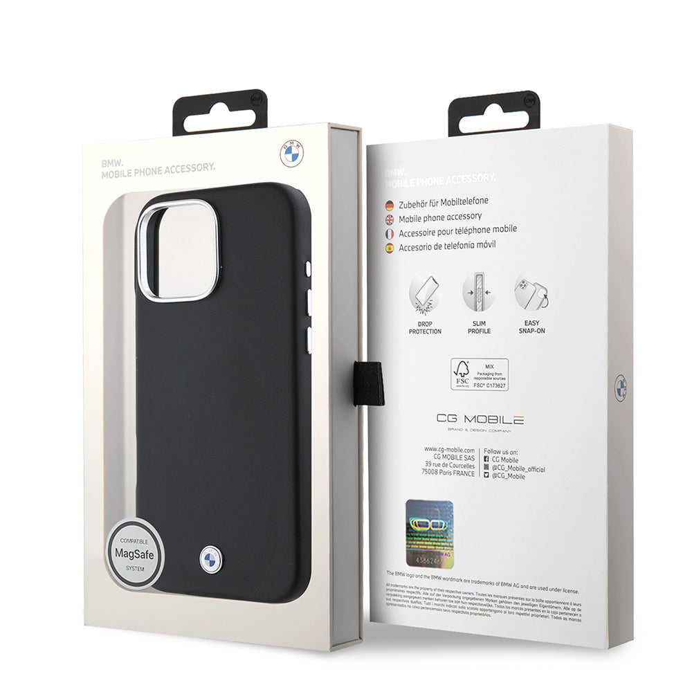 iPhone 16 Pro Max Kılıf BMW Orjinal Lisanslı M-safe Şarj Özellikli Metal Logolu Tam Kaplama Deri Kılıf