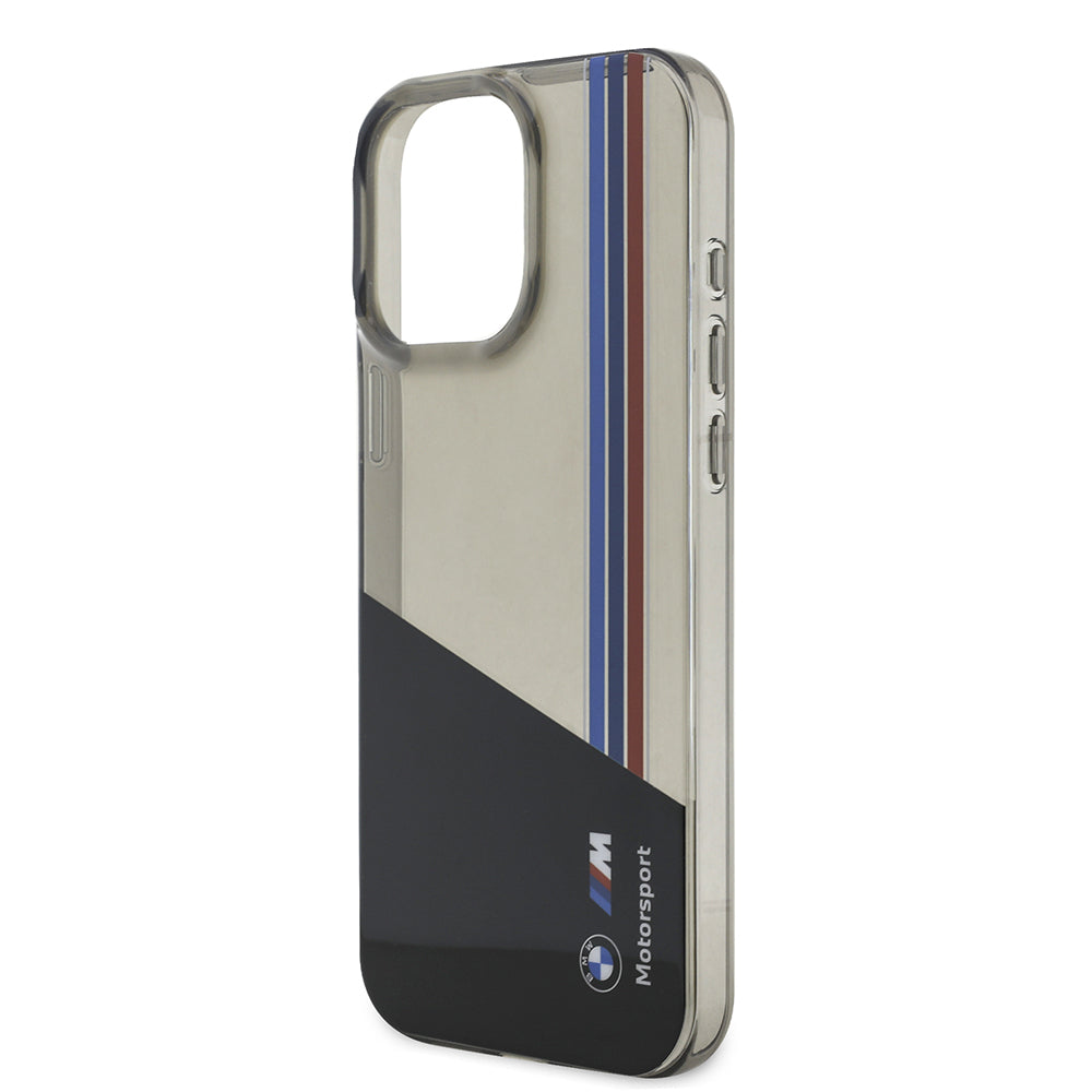 iPhone 16 Pro Max Kılıf BMW Orjinal Lisanslı Yarı Transparan M Dizayn Çizgili Kılıf