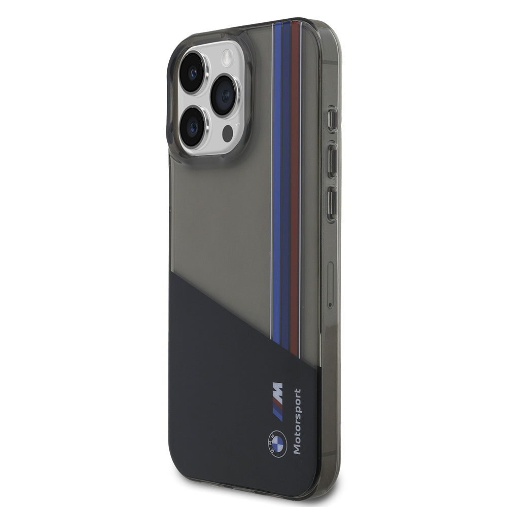 iPhone 16 Pro Max Kılıf BMW Orjinal Lisanslı Yarı Transparan M Dizayn Çizgili Kılıf