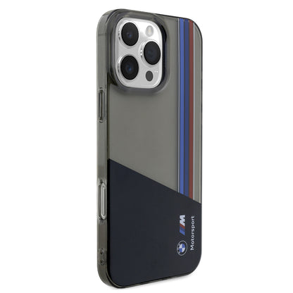 iPhone 16 Pro Max Kılıf BMW Orjinal Lisanslı Yarı Transparan M Dizayn Çizgili Kılıf