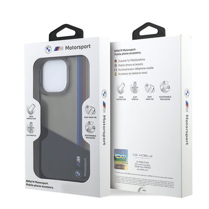 iPhone 16 Pro Max Kılıf BMW Orjinal Lisanslı Yarı Transparan M Dizayn Çizgili Kılıf