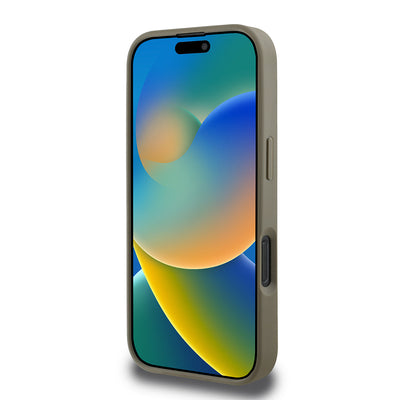 Apple iPhone 16 Pro Max Kılıf DKNY Orjinal Lisanslı M-safe Şarj Özellikli 3D Yazılı Grid Pattern Kapak Gri