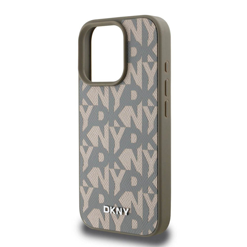 iPhone 16 Pro Max Kılıf DKNY Orjinal Lisanslı M-safe Şarj Özellikli 3D Yazılı Grid Pattern Kılıf