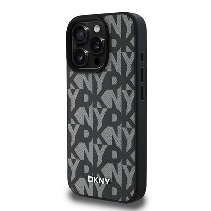 iPhone 16 Pro Max Kılıf DKNY Orjinal Lisanslı M-safe Şarj Özellikli 3D Yazılı Grid Pattern Kılıf
