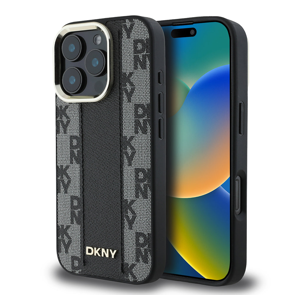 iPhone 16 Pro Max Kılıf DKNY Orjinal Lisanslı M-safe Şarj Özellikli 3D Yazılı Checkered Pattern Kılıf