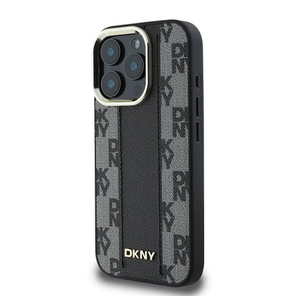 iPhone 16 Pro Max Kılıf DKNY Orjinal Lisanslı M-safe Şarj Özellikli 3D Yazılı Checkered Pattern Kılıf