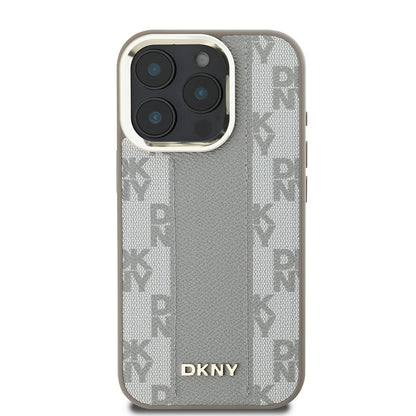 iPhone 16 Pro Max Kılıf DKNY Orjinal Lisanslı M-safe Şarj Özellikli 3D Yazılı Checkered Pattern Kılıf