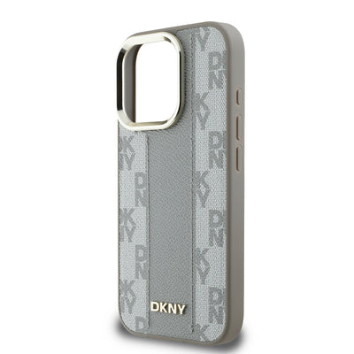 Apple iPhone 16 Pro Max Kılıf DKNY Orjinal Lisanslı Magsafe Şarj Özellikli 3D Yazılı Checkered Pattern Kapak Siyah