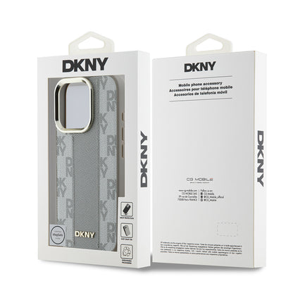 iPhone 16 Pro Max Kılıf DKNY Orjinal Lisanslı M-safe Şarj Özellikli 3D Yazılı Checkered Pattern Kılıf