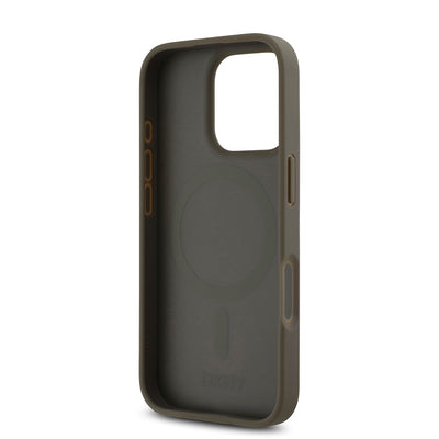Apple iPhone 16 Pro Max Kılıf DKNY Orjinal Lisanslı Magsafe Şarj Özellikli 3D Yazılı Repeat Pattern Kapak Siyah
