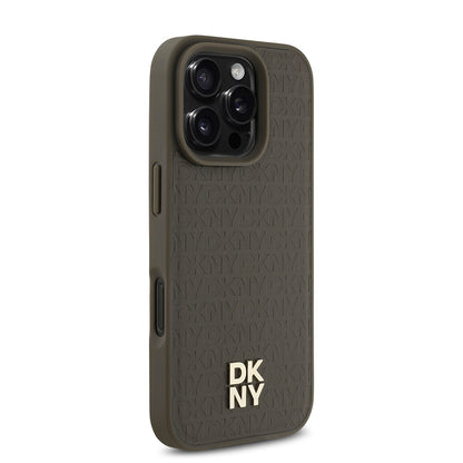 iPhone 16 Pro Max Kılıf DKNY Orjinal Lisanslı M-safe Şarj Özellikli 3D Yazılı Repeat Pattern Kılıf