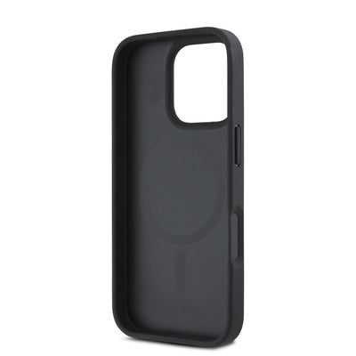 Apple iPhone 16 Pro Max Kılıf DKNY Orjinal Lisanslı Magsafe Şarj Özellikli 3D Yazılı Repeat Pattern Kapak Siyah