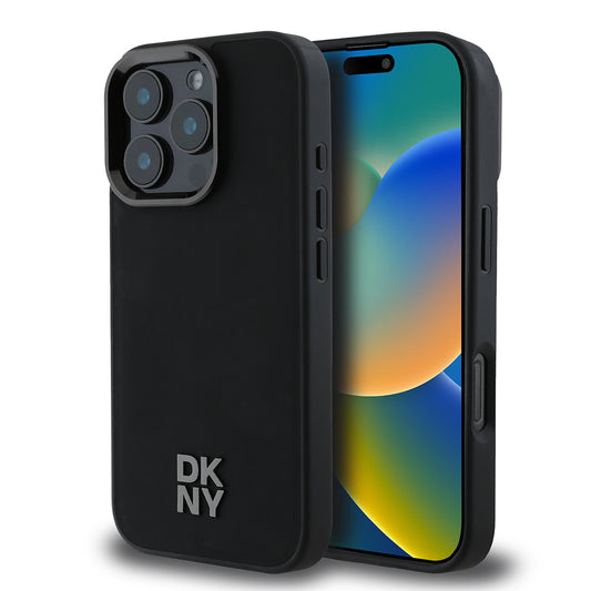 iPhone 16 Pro Max Kılıf DKNY Orjinal Lisanslı M-safe Şarj Özellikli Metal Logolu PU Deri Plain Kılıf
