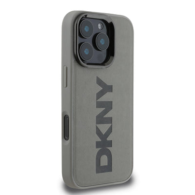 Apple iPhone 16 Pro Max Kılıf DKNY Orjinal Lisanslı Magsafe Şarj Özellikli PU Deri Plain Kapak Kahverengi