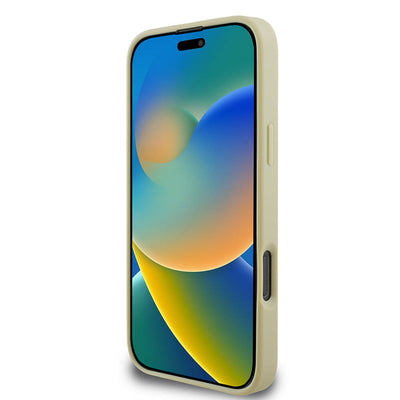 Apple iPhone 16 Pro Max Kılıf Guess Orjinal Lisanslı 4G Büyük Metal Logolu Glitter Kapak Gold