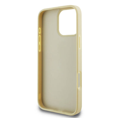 Apple iPhone 16 Pro Max Kılıf Guess Orjinal Lisanslı 4G Büyük Metal Logolu Glitter Kapak Gold
