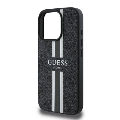 Apple iPhone 16 Pro Max Kılıf Guess Orjinal Lisanslı Magsafe Şarj Özellikli 4G Şerit Tasarımlı Printed Kapak Kahverengi
