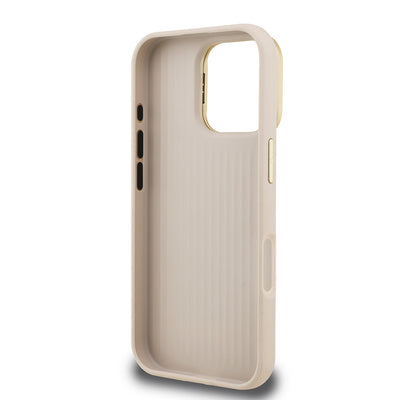 Apple iPhone 16 Pro Max Kılıf Guess Orjinal Lisanslı Grained Yazı Logolu Kamera Standlı Kapak Siyah