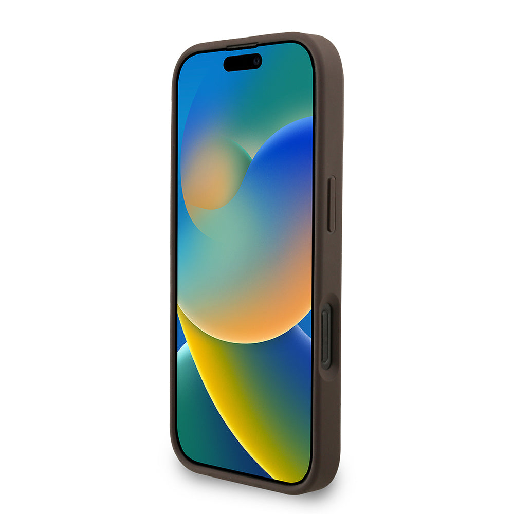 iPhone 16 Pro Max Kılıf Guess Orjinal Lisanslı M-safe Şarj Özellikli PU Deri Bilek Askı İpli Yazı Logolu Kılıf