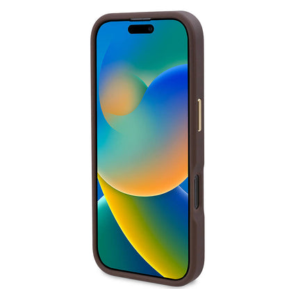 iPhone 16 Pro Max Kılıf Guess Orjinal Lisanslı M-safe Şarj Özellikli 4G Desenli PU Metal Plaka Klasik Logolu Kılıf