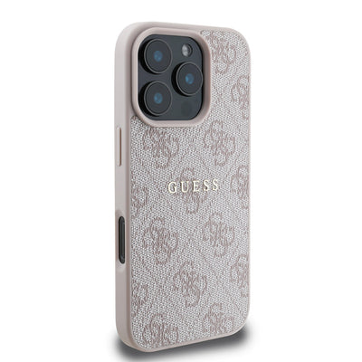 Apple iPhone 16 Pro Max Kılıf Guess Orjinal Lisanslı Magsafe Şarj Özellikli 4G Desenli Yazı Logolu Kapak Kahverengi