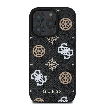 Apple iPhone 16 Pro Max Kılıf Guess Orjinal Lisanslı Magsafe Şarj Özellikli 4G Desenli Yazı Logolu Peony Kapak Pembe