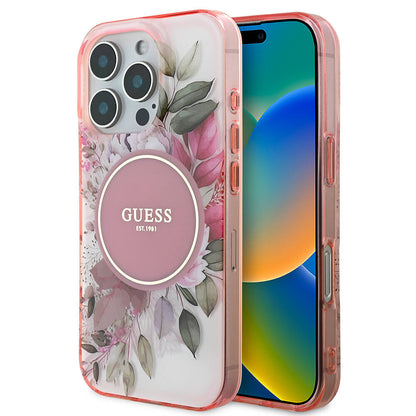 iPhone 16 Pro Max Kılıf Guess Orjinal Lisanslı M-safe Şarj Özellikli Flower Tonal Circle Kılıf