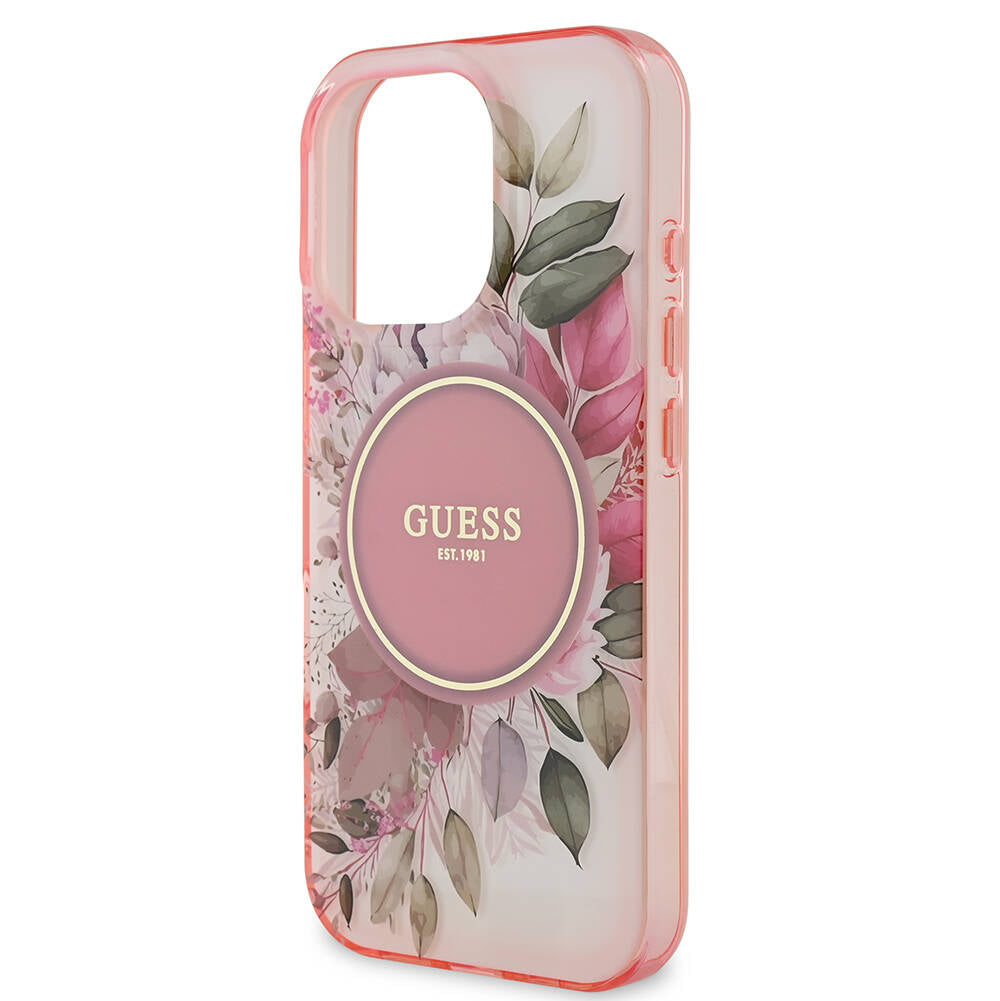 Apple iPhone 16 Pro Max Kılıf Guess Orjinal Lisanslı Magsafe Şarj Özellikli Flower Tonal Circle Kapak Mor