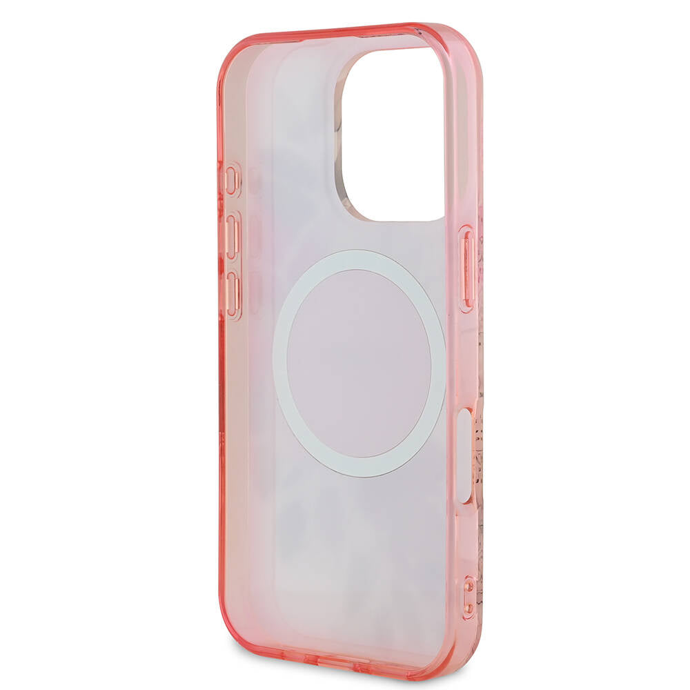 Apple iPhone 16 Pro Max Kılıf Guess Orjinal Lisanslı Magsafe Şarj Özellikli Flower Tonal Circle Kapak Mor