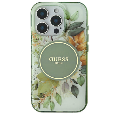 Apple iPhone 16 Pro Max Kılıf Guess Orjinal Lisanslı Magsafe Şarj Özellikli Flower Tonal Circle Kapak Mor