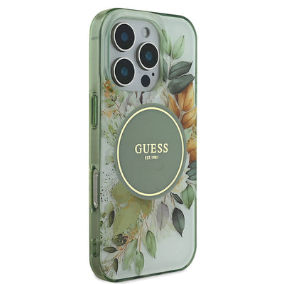 Apple iPhone 16 Pro Max Kılıf Guess Orjinal Lisanslı Magsafe Şarj Özellikli Flower Tonal Circle Kapak Mor
