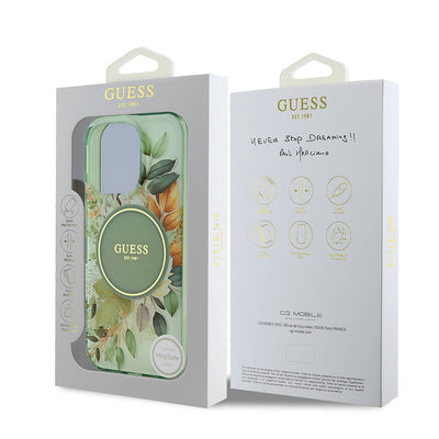 Apple iPhone 16 Pro Max Kılıf Guess Orjinal Lisanslı Magsafe Şarj Özellikli Flower Tonal Circle Kapak Mor