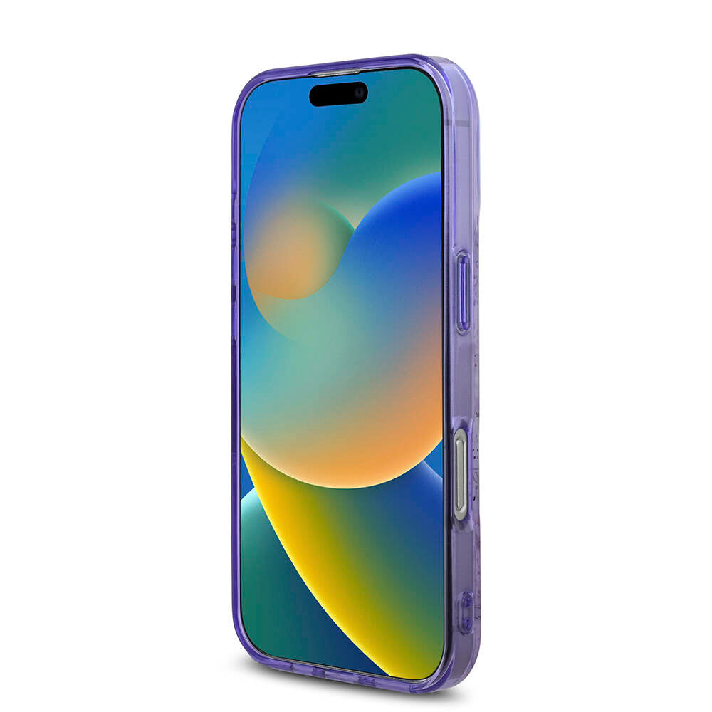 Apple iPhone 16 Pro Max Kılıf Guess Orjinal Lisanslı Magsafe Şarj Özellikli Flower Tonal Circle Kapak Mor