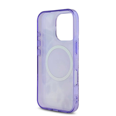 Apple iPhone 16 Pro Max Kılıf Guess Orjinal Lisanslı Magsafe Şarj Özellikli Flower Tonal Circle Kapak Mor