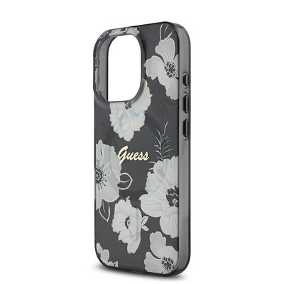 Apple iPhone 16 Pro Max Kılıf Guess Orjinal Lisanslı Magsafe Şarj Özellikli Flower Tone On Tone Ring Kapak Pembe