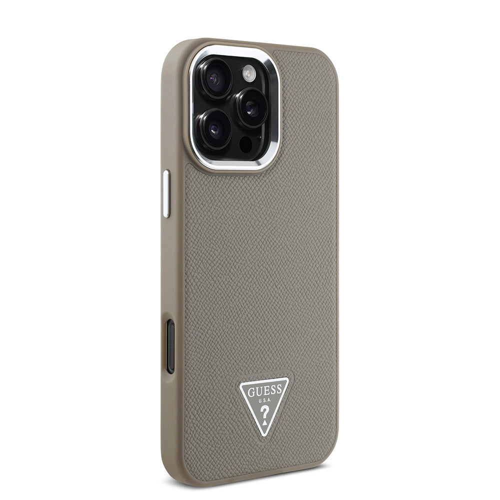 iPhone 16 Pro Max Kılıf Guess Orjinal Lisanslı M-safe Şarj Özellikli Grained Triangle Kılıf