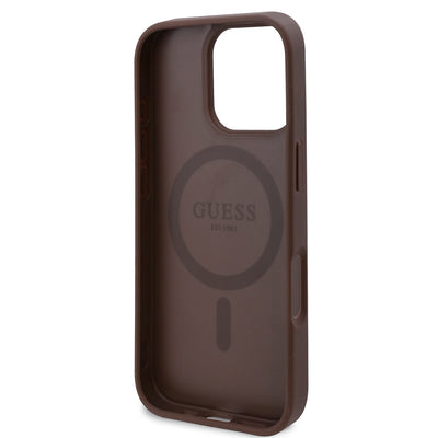 Apple iPhone 16 Pro Max Kılıf Guess Orjinal Lisanslı Magsafe Şarj Özellikli Gül Baskılı 4G Desenli Yazı Logolu Kapak Siyah