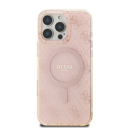 iPhone 16 Pro Max Kılıf Guess Orjinal Lisanslı M-safe Şarj Özellikli IML Baskılı Klasik Logolu 4G Desenli Kılıf