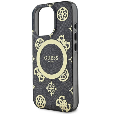 Apple iPhone 16 Pro Max Kılıf Guess Orjinal Lisanslı Magsafe Şarj Özellikli IML Peony ve 4G Desenli Klasik Logolu Kapak Pembe