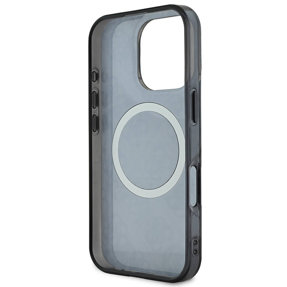 iPhone 16 Pro Max Kılıf Guess Orjinal Lisanslı M-safe Şarj Özellikli IML Peony ve 4G Desenli Klasik Logolu Kılıf