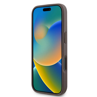iPhone 16 Pro Max Kılıf Guess Orjinal Lisanslı M-safe Şarj Özellikli PU Deri 4G Desenli Taşlı Üçgen Logolu Kılıf