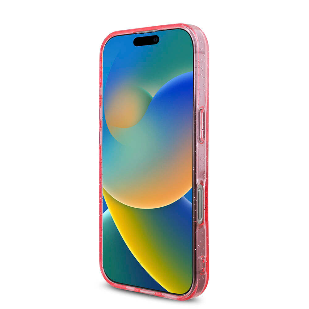 iPhone 16 Pro Max Kılıf Guess Orjinal Lisanslı M-safe Şarj Özellikli Simli Silikon İnci Bileklikli Kılıf