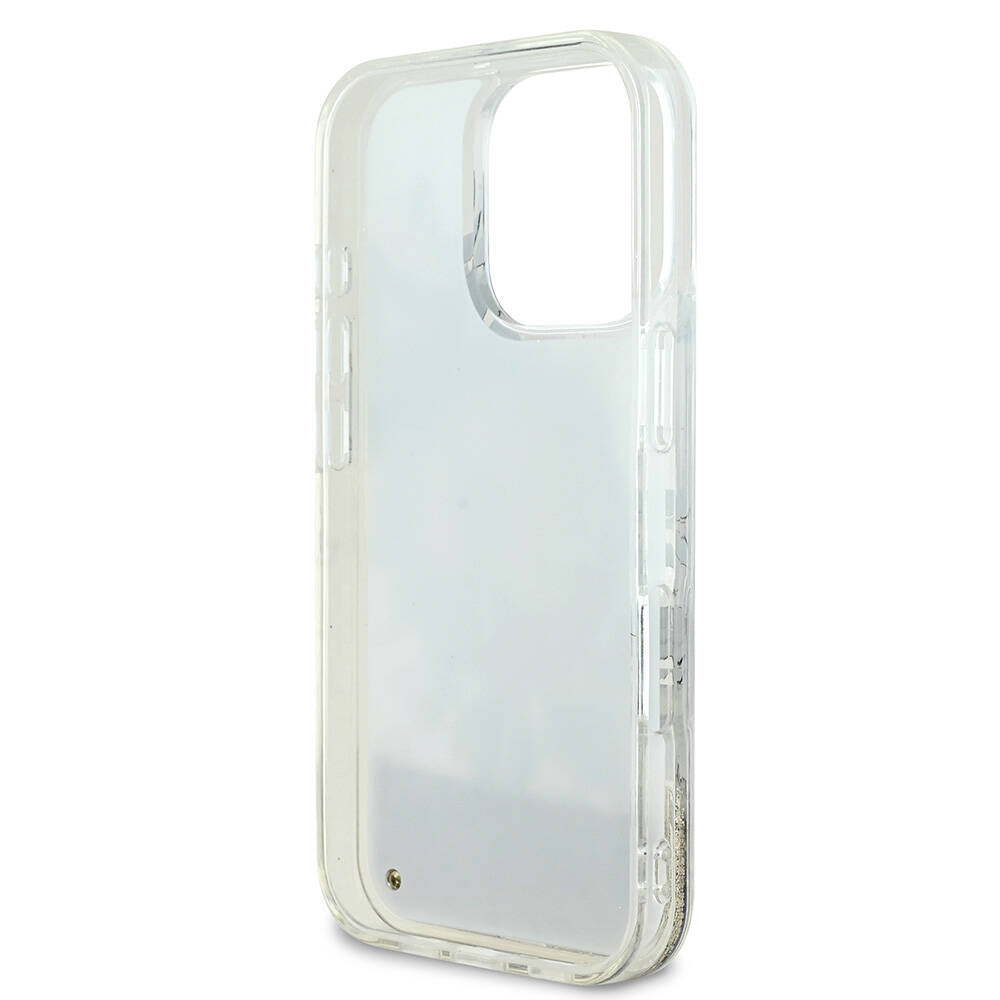 iPhone 16 Pro Max Kılıf Guess Orjinal Lisanslı M-safe Şarj Özellikli Sıvılı Simli Çiçek Desenli Kılıf