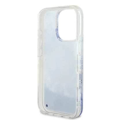 iPhone 16 Pro Max Kılıf Guess Orjinal Lisanslı M-safe Şarj Özellikli Sıvılı Simli Çiçek Desenli Kılıf