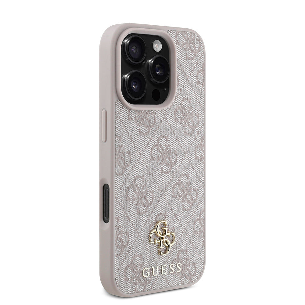 Apple iPhone 16 Pro Max Kılıf Guess Orjinal Lisanslı Magsafe Şarj Özellikli Small 4G Classic Kapak Pembe